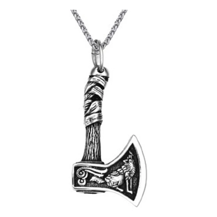 Collar Vikingo Hacha-fenrir, Tamaño Pequeño, Acero Inox. 1