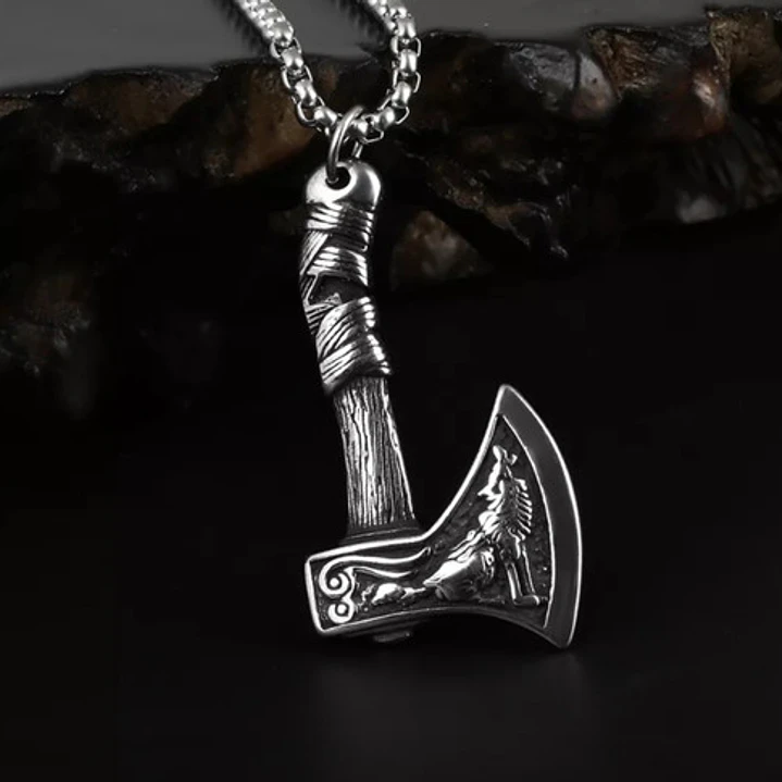 Collar Vikingo Hacha-fenrir, Tamaño Pequeño, Acero Inox. 3