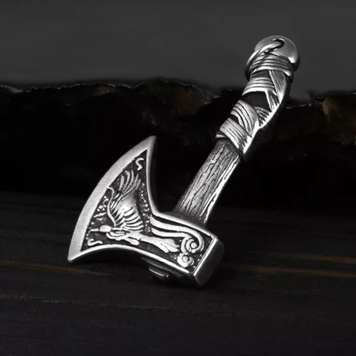 Collar Vikingo Hacha-fenrir, Tamaño Pequeño, Acero Inox. 4