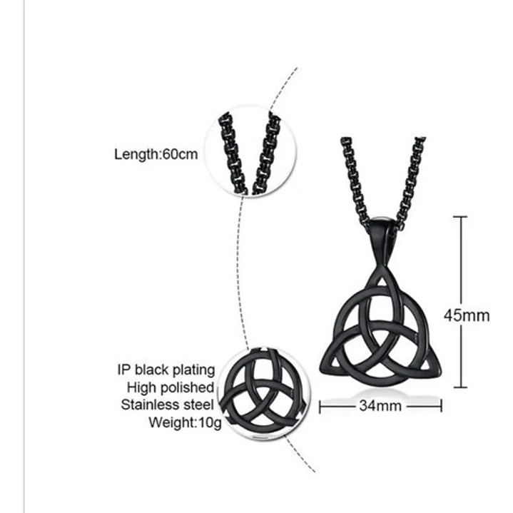 Collar Nudo Celta Negro-plateado, Acero Inoxidable, Unisex 5