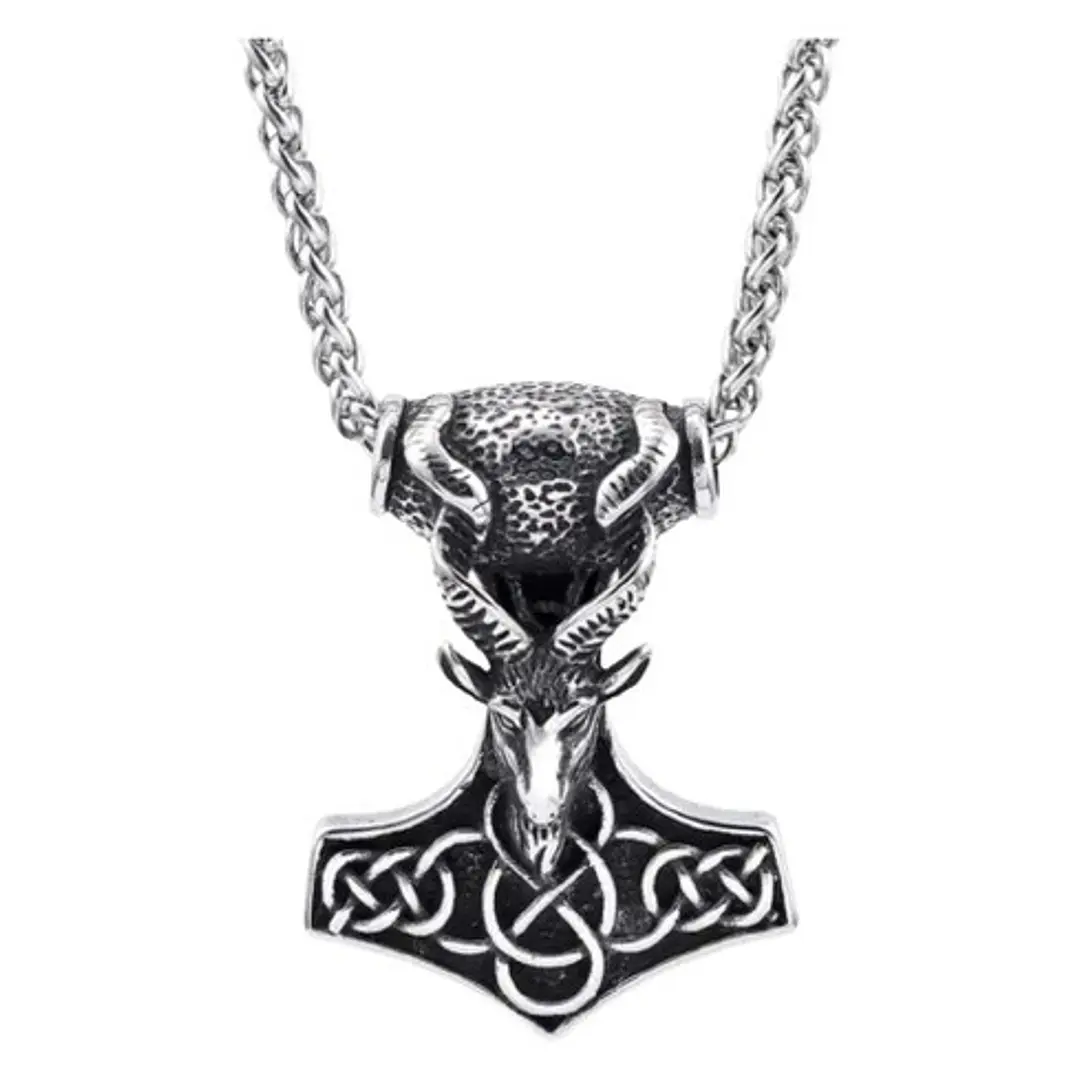 Collar Vikingo Mjölnir-macho Cabrío, Acero Inoxidable 1