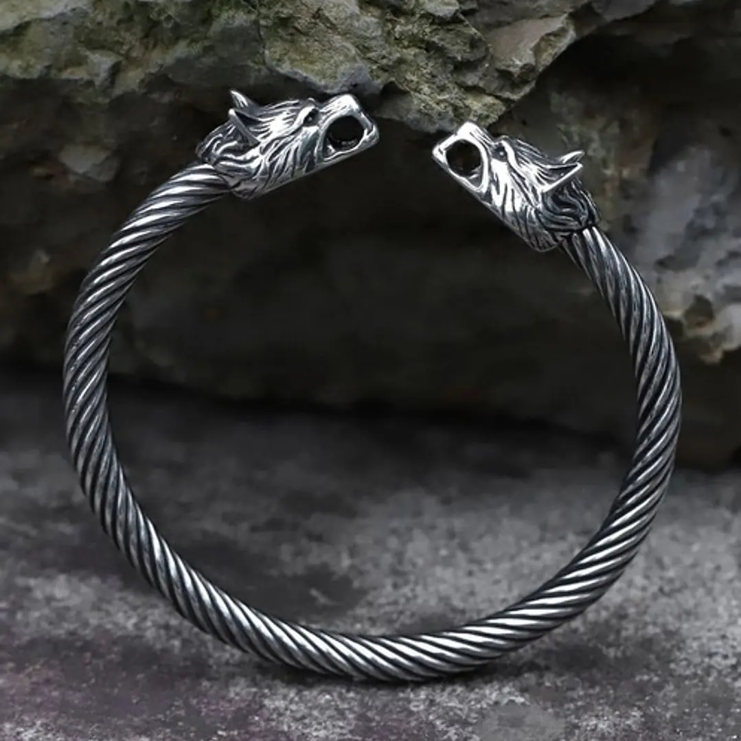 Brazalete Vikingo Fenrir, Acero Inoxidable, Hombre 3