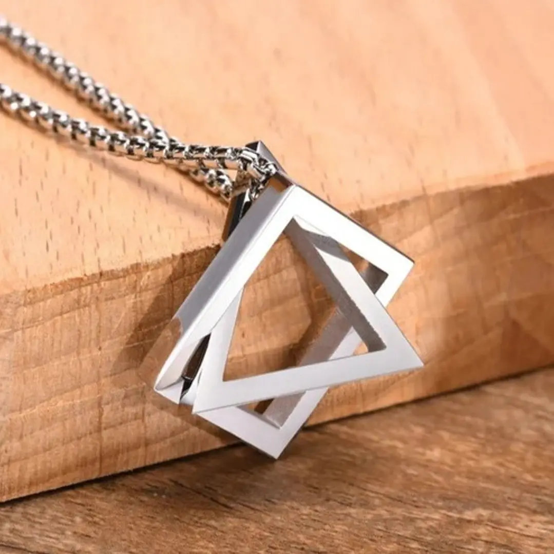 Collar Geométrico Square-triangle, Acero Inoxidable, Hombre 3