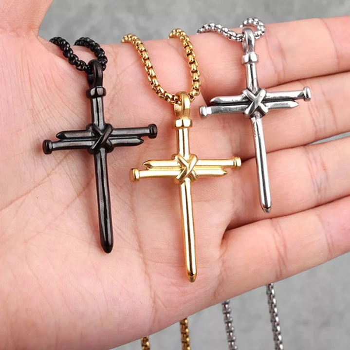 Collar Cross Of Nails, Acero Inoxidable, Hombre 2