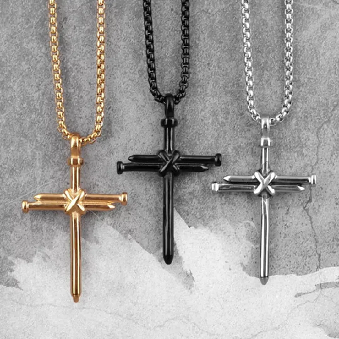 Collar Cross Of Nails, Acero Inoxidable, Hombre 3