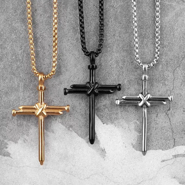 Collar Cross Of Nails, Acero Inoxidable, Hombre 3