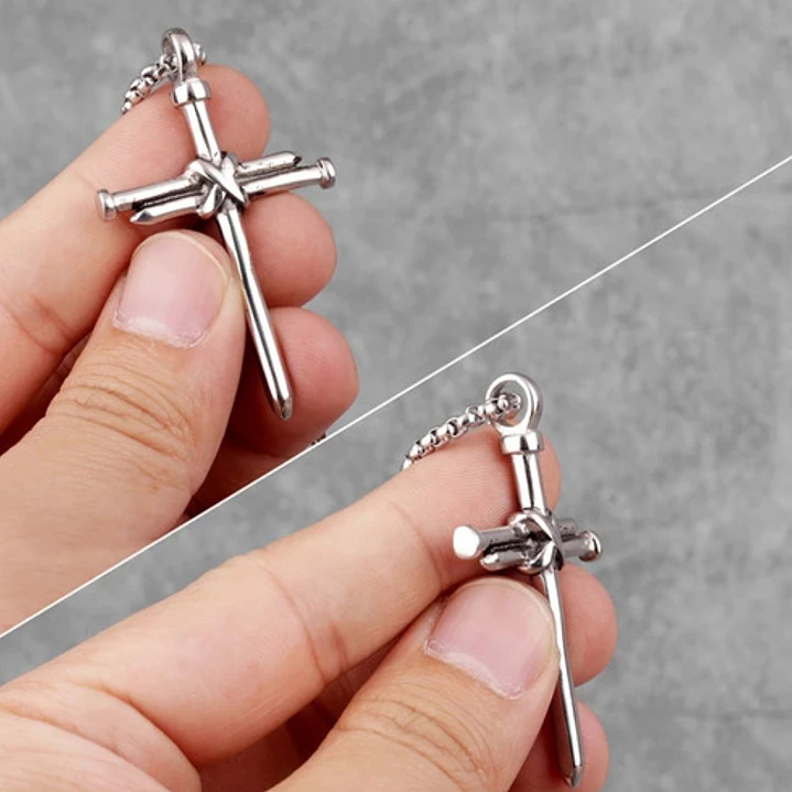 Collar Cross Of Nails, Acero Inoxidable, Hombre 4