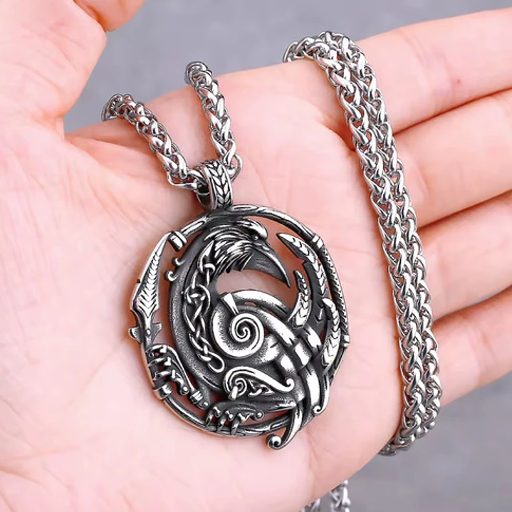 Collar Nordic Crow, Acero Inoxidable, Unisex 4