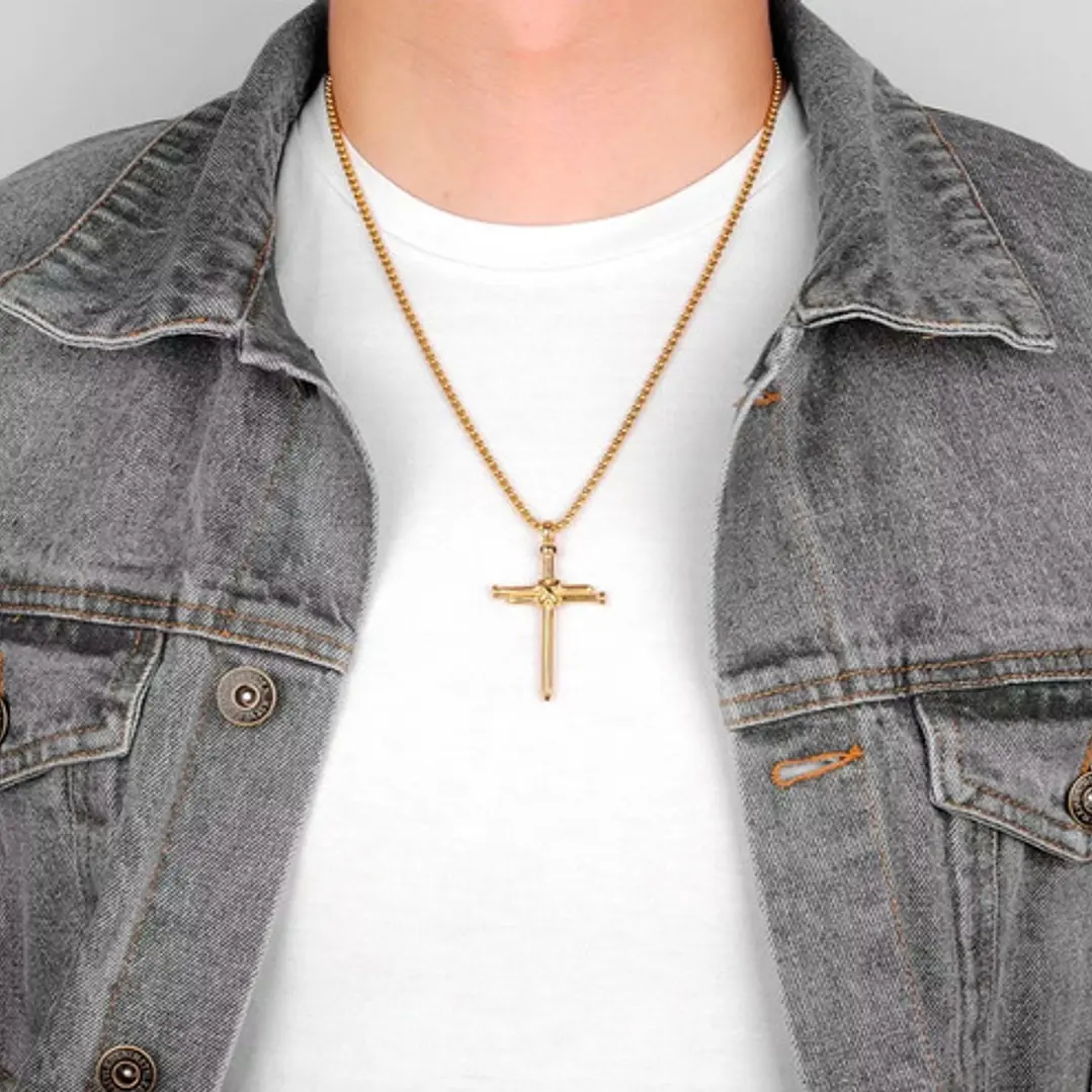 Collar Cross Of Nails, Acero Inoxidable, Hombre 9