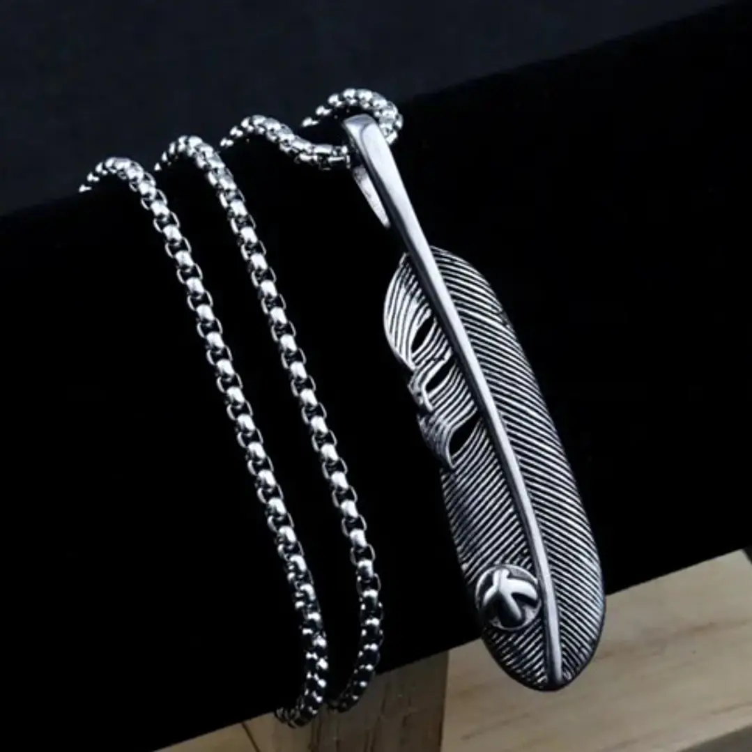 Collar Big Feather, Acero Inoxidable, Hombre 3