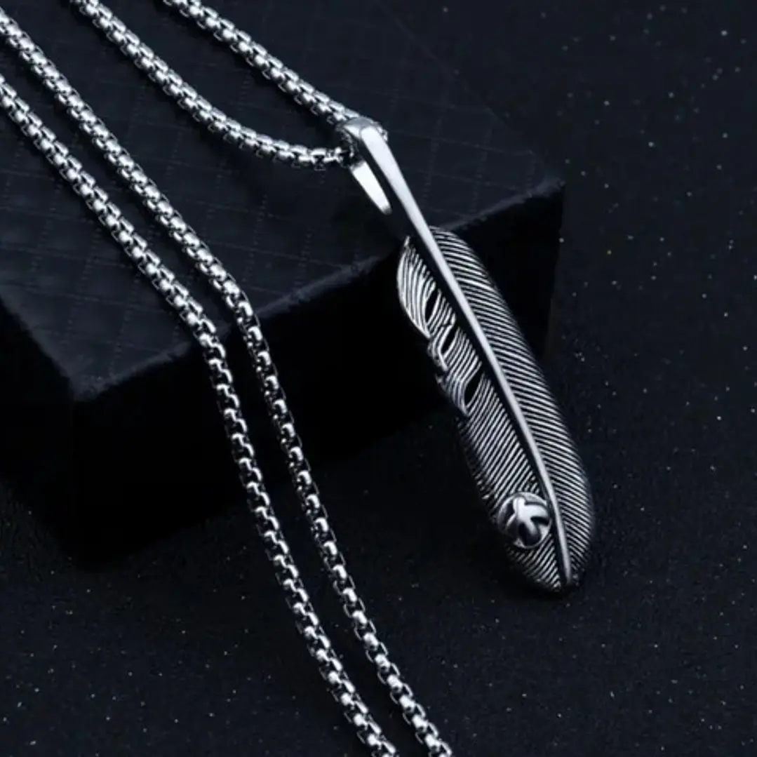 Collar Big Feather, Acero Inoxidable, Hombre 4
