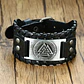Pulsera Vikinga Valknut, Cuero Vegano Negro O Café - Miniatura 4
