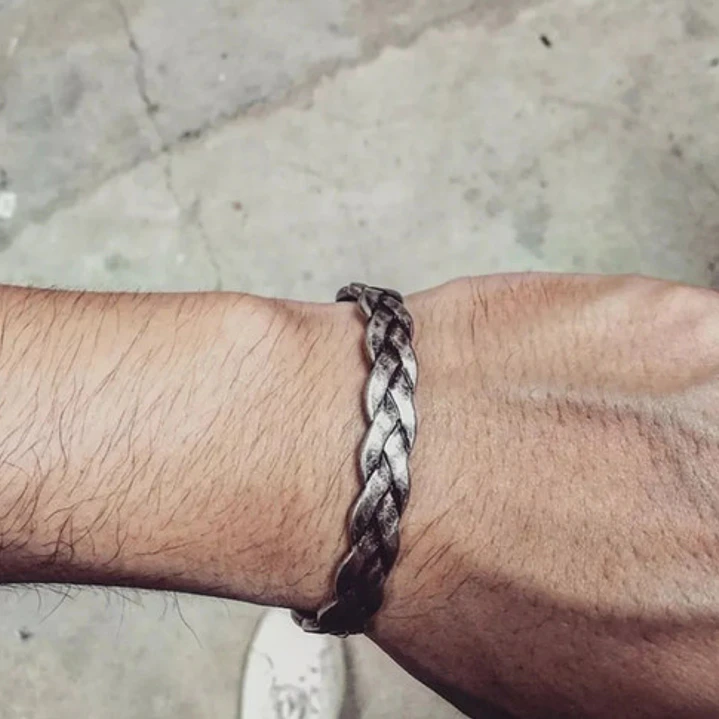 Brazalete Trenzado, Acero Inoxidable Estilo Vintage, Hombre 4