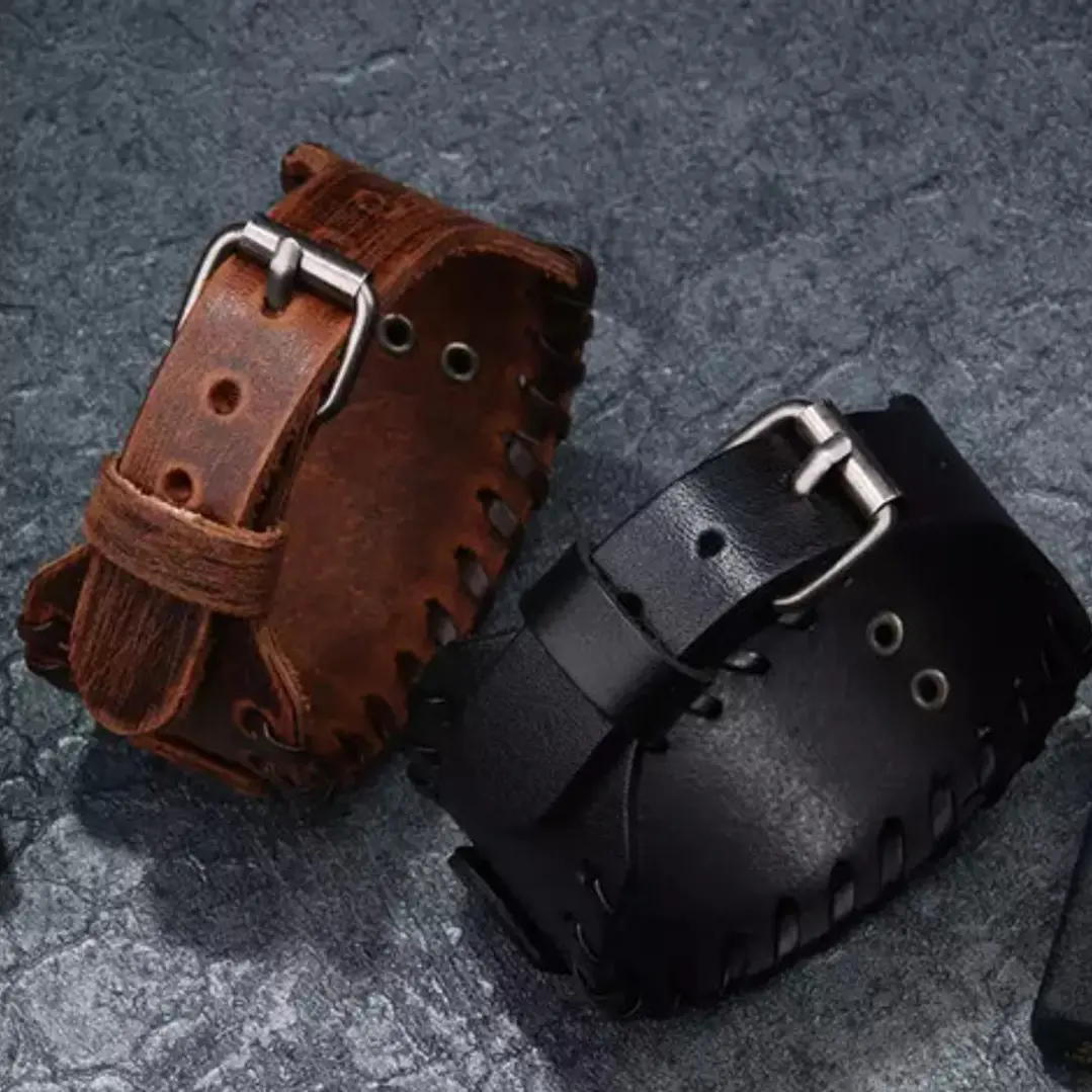 Pulsera Vikinga Valknut, Cuero Vegano Negro O Café 9