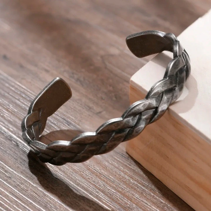 Brazalete Trenzado, Acero Inoxidable Estilo Vintage, Hombre 2