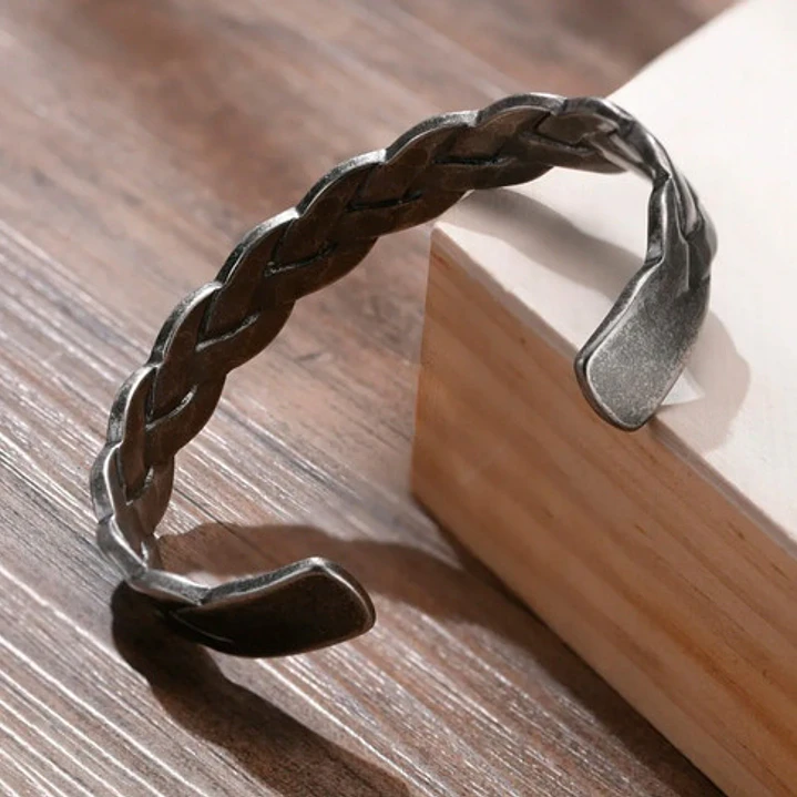 Brazalete Trenzado, Acero Inoxidable Estilo Vintage, Hombre 3
