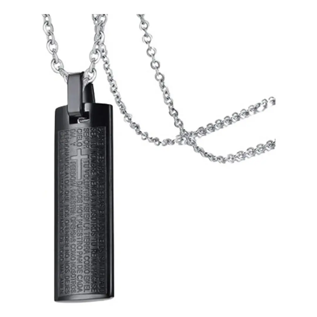 Collar Our Father And Cross, Acero Inoxidable, Hombre 1