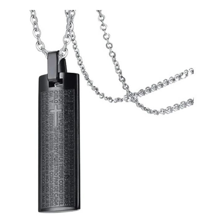 Collar Our Father And Cross, Acero Inoxidable, Hombre 1