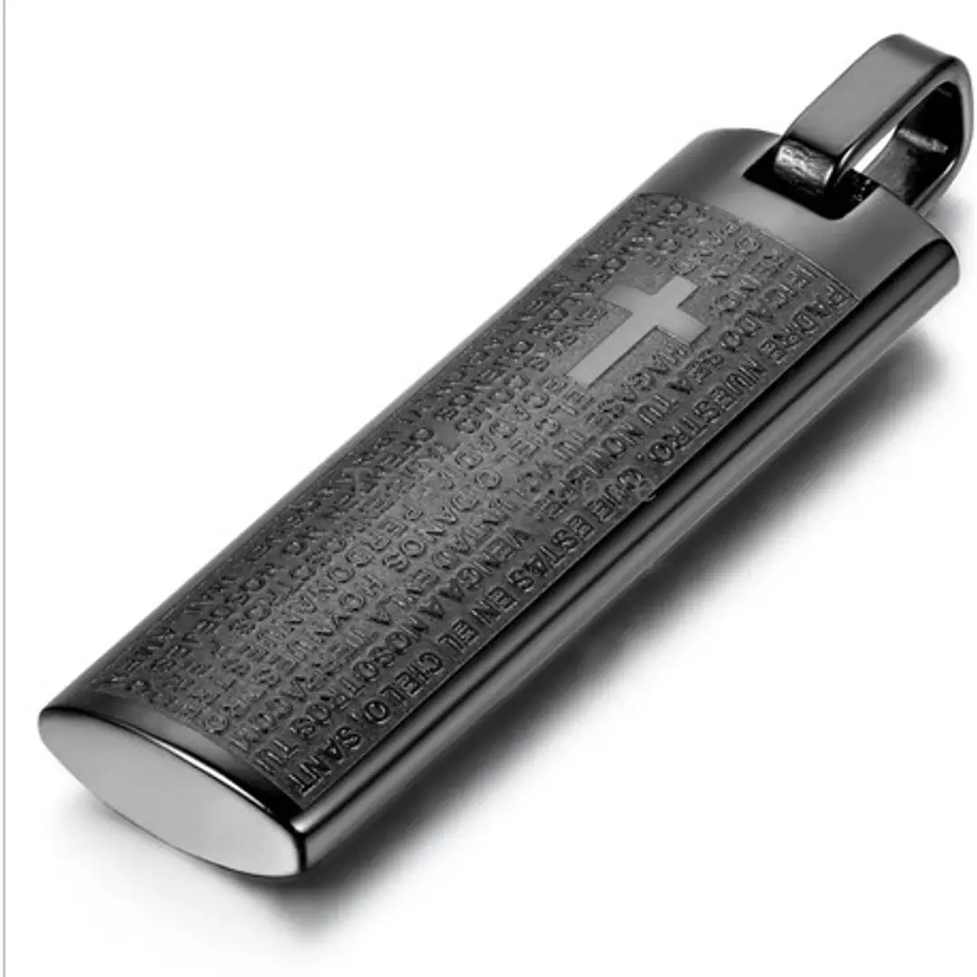 Collar Our Father And Cross, Acero Inoxidable, Hombre 3