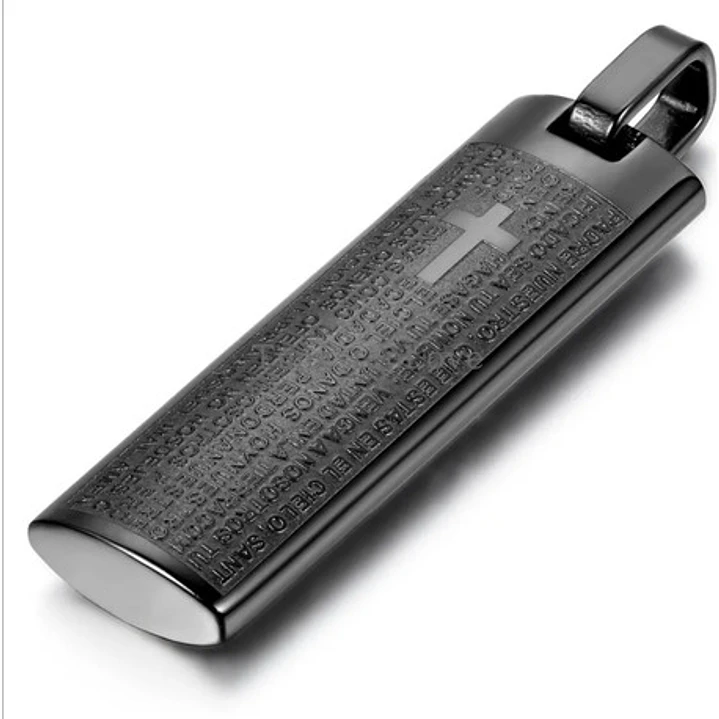 Collar Our Father And Cross, Acero Inoxidable, Hombre 3
