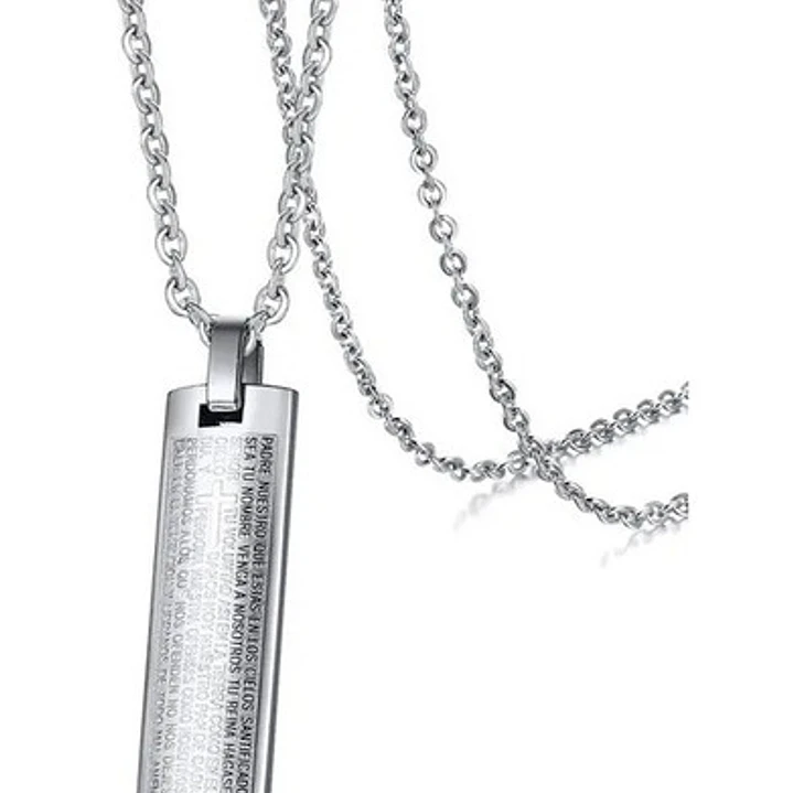 Collar Our Father And Cross, Acero Inoxidable, Hombre 4