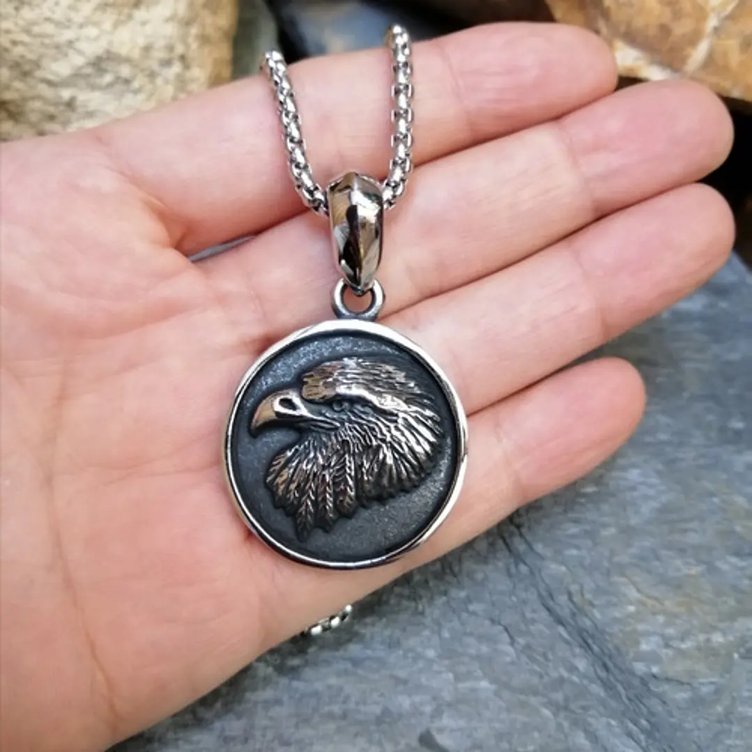 Collar Águila, Acero Inoxidable, Hombre 2