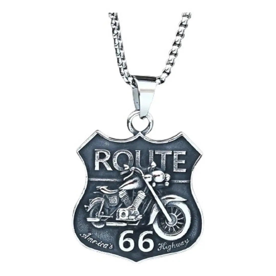 Collar Route 66, Acero Inoxidable, Hombre 1