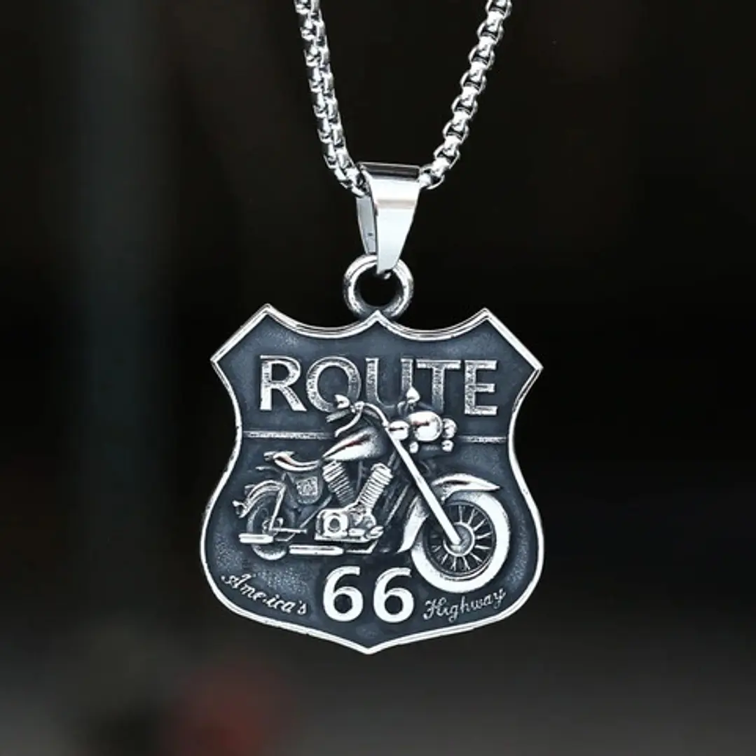 Collar Route 66, Acero Inoxidable, Hombre 2