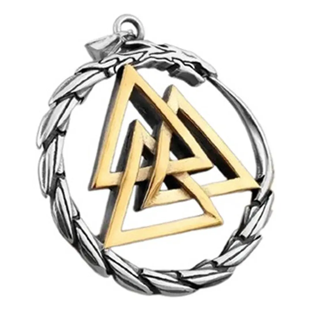 Medallón Vikingo Dragón-valknut, Acero Inoxidable 1