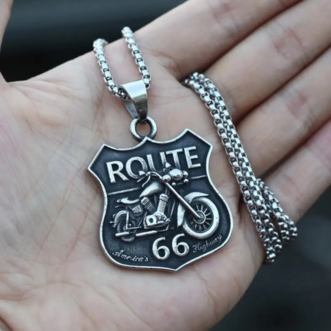 Collar Route 66, Acero Inoxidable, Hombre 3
