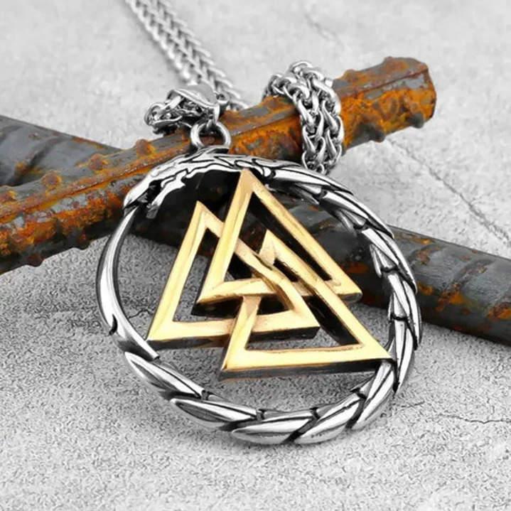 Medallón Vikingo Dragón-valknut, Acero Inoxidable 4