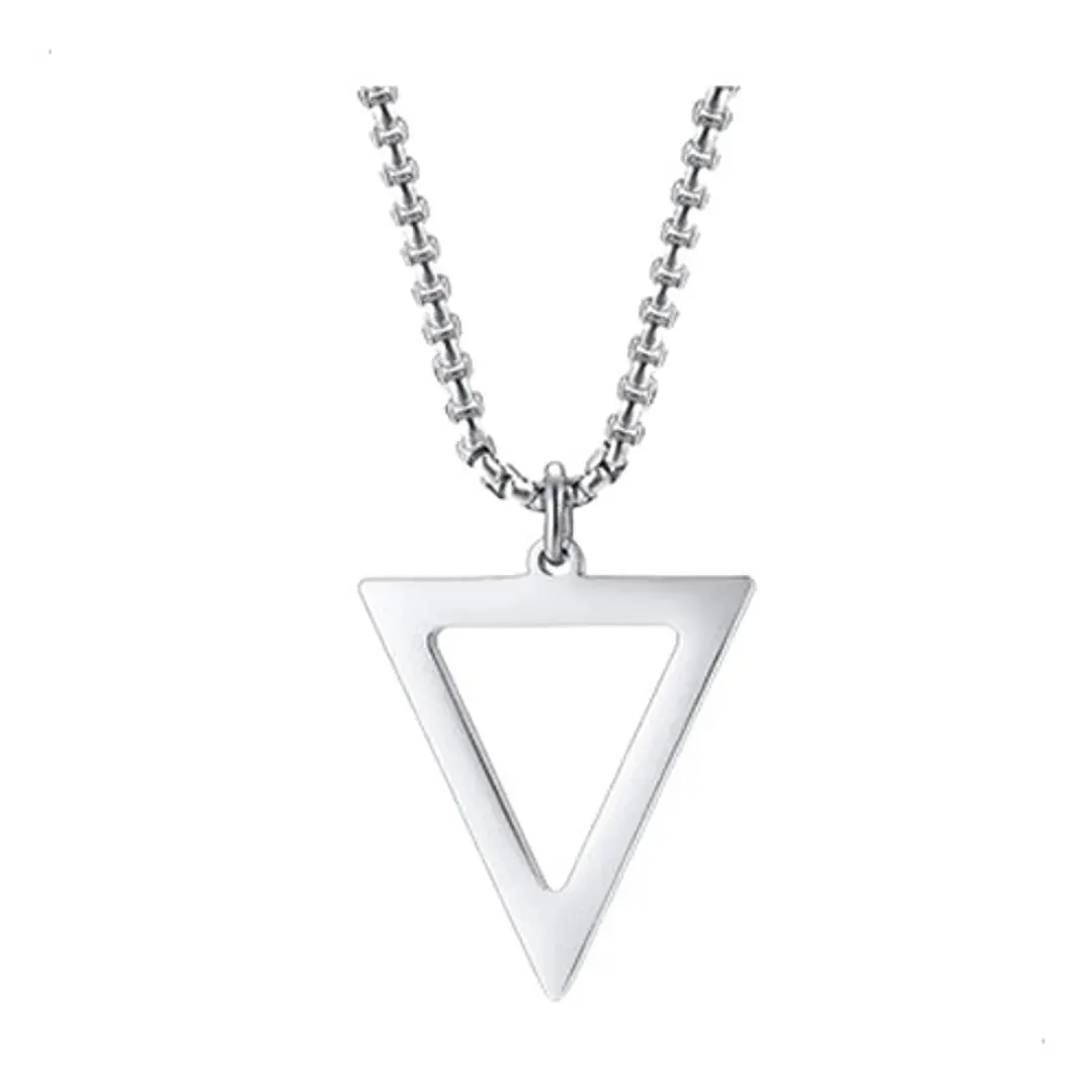 Collar Black Or Silver Triangle, Acero Inoxidable, Hombre 5