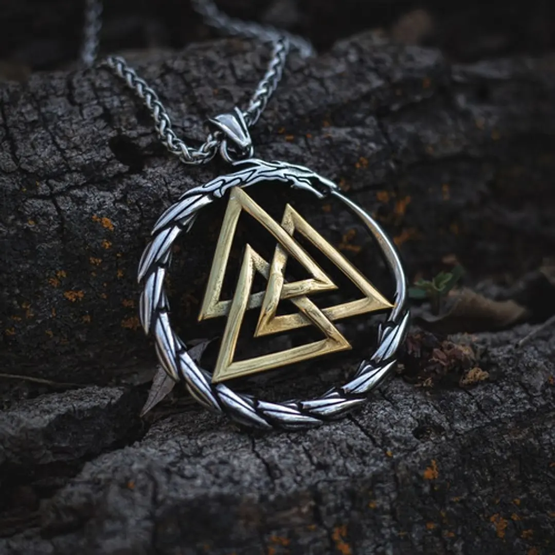 Medallón Vikingo Dragón-valknut, Acero Inoxidable 5