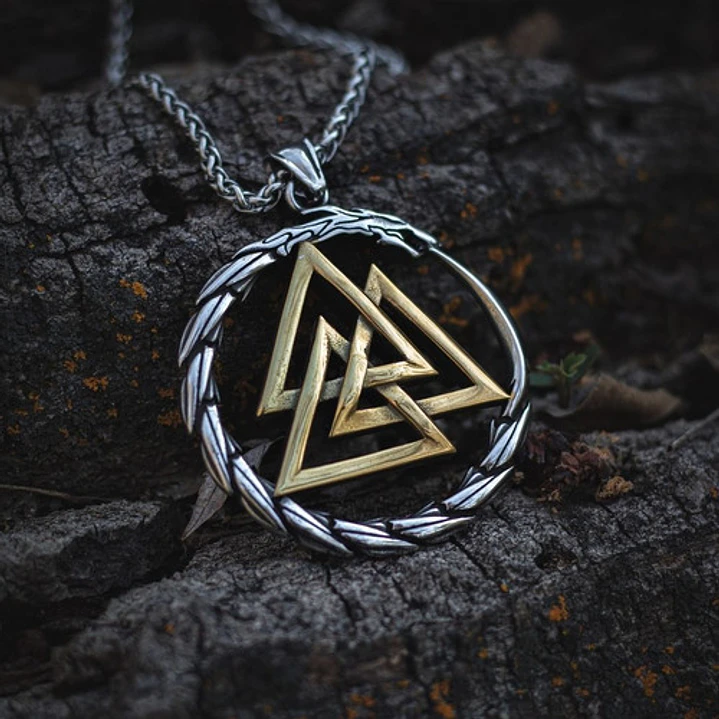 Medallón Vikingo Dragón-valknut, Acero Inoxidable 5