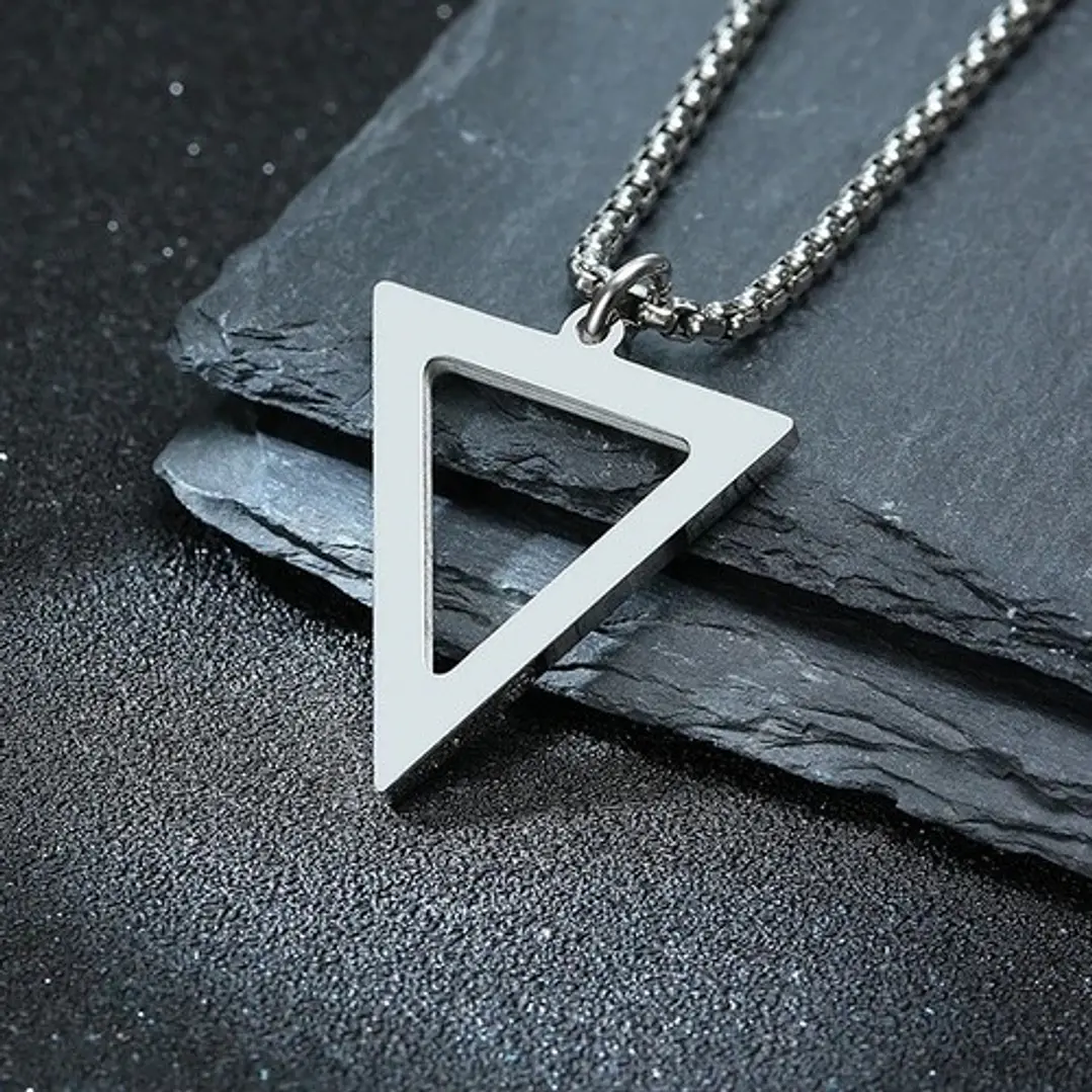 Collar Black Or Silver Triangle, Acero Inoxidable, Hombre 8