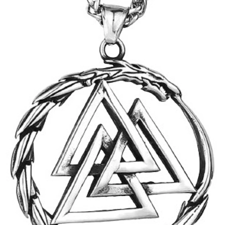 Medallón Vikingo Dragón-valknut, Acero Inoxidable 9