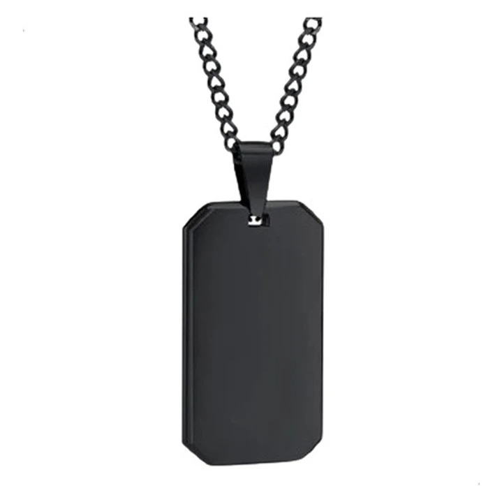 Collar Minimalist Rectangle, Negro-plateado, Acero Inox. 1