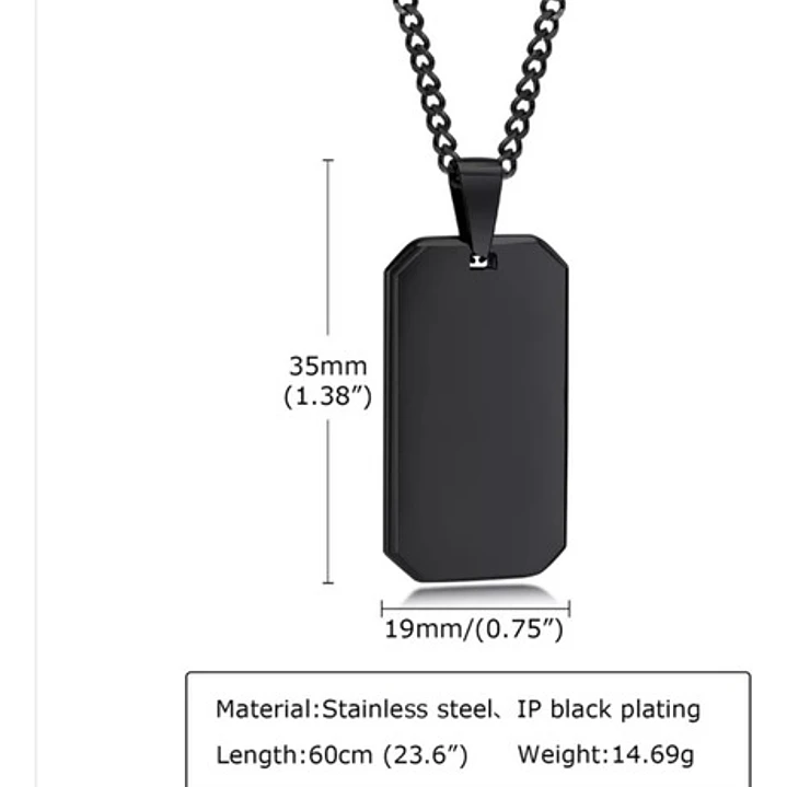 Collar Minimalist Rectangle, Negro-plateado, Acero Inox. 3