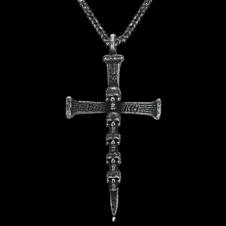 Collar Cross Of Nails And Skulls, Acero Inoxidable, Hombre 2