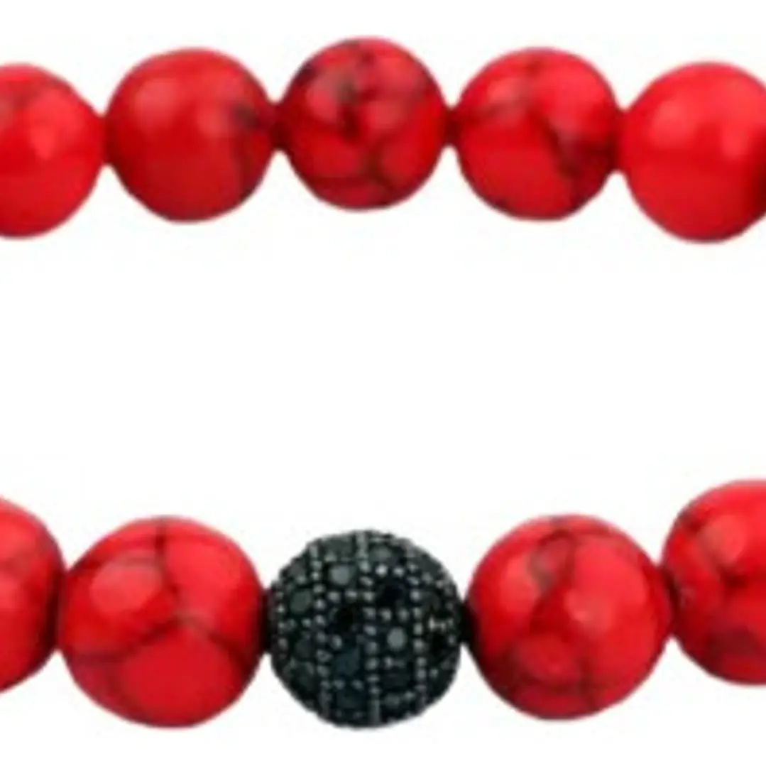 Conjunto Pulseras Piedras Naturales, Howlita Roja, Unisex 2