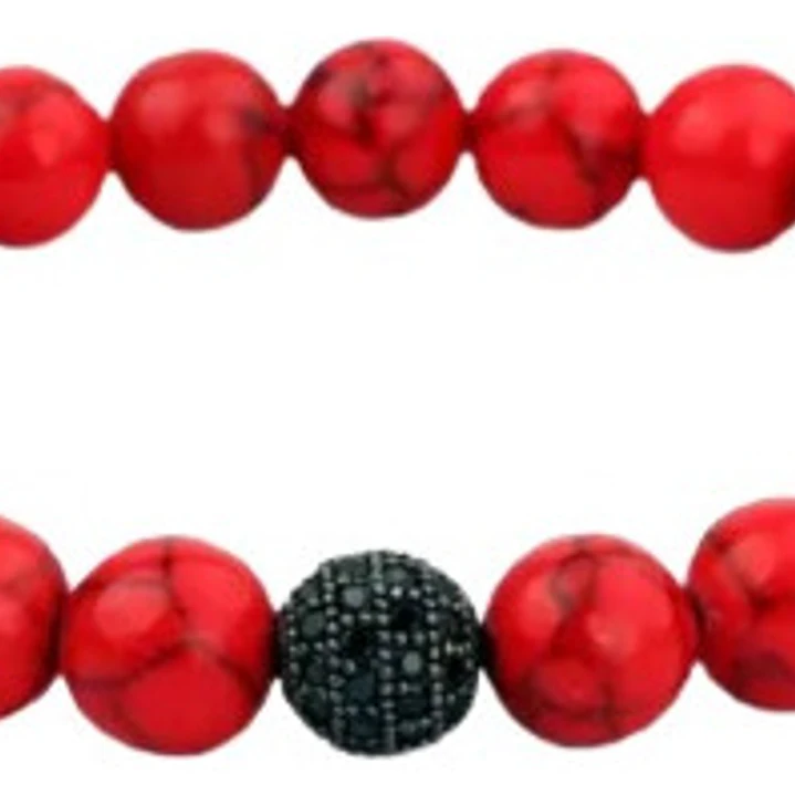 Conjunto Pulseras Piedras Naturales, Howlita Roja, Unisex 2