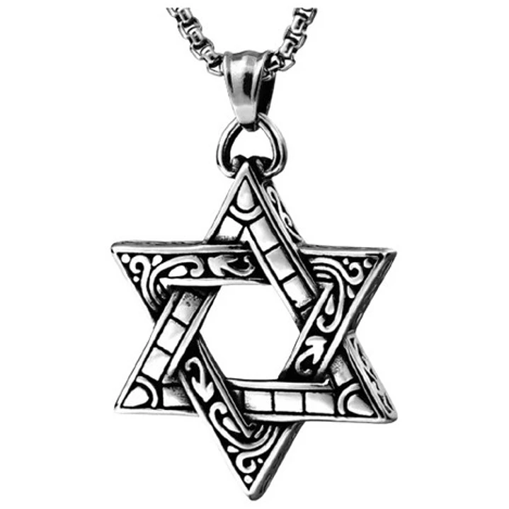 Collar Estrella De David Maciza, Acero Inoxidable, Hombre 1