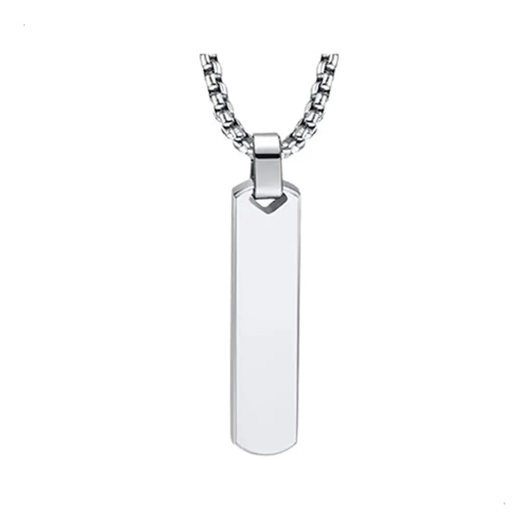 Collar Minimalist Flat Rectangle, Acero Inoxidable, Hombre 1