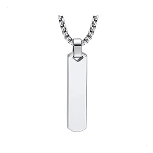 Collar Minimalist Flat Rectangle, Acero Inoxidable, Hombre