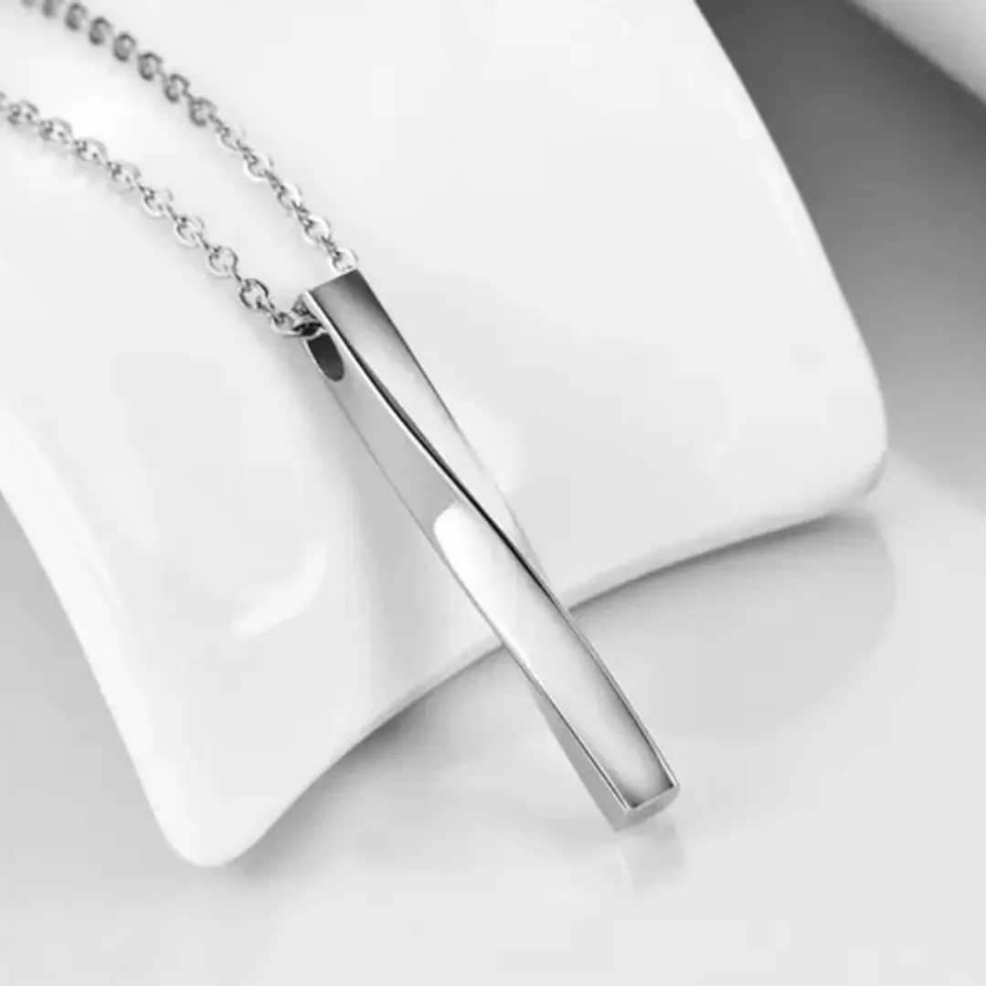 Collar Minimalist Rectangle, Acero Inoxidable Black-silver 6