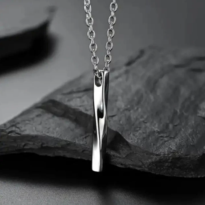 Collar Minimalist Rectangle, Acero Inoxidable Black-silver 7