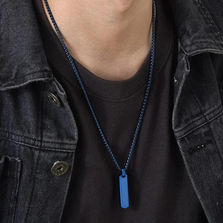 Collar Minimalist Flat Rectangle, Acero Inoxidable, Hombre 7