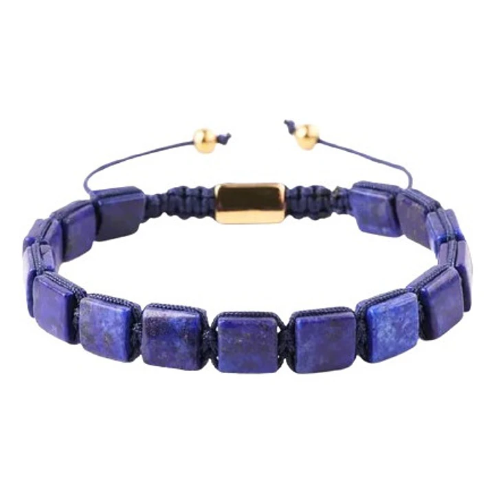 Pulsera Square Lapislázuli, Con Macramé Ajustable, Unisex 1