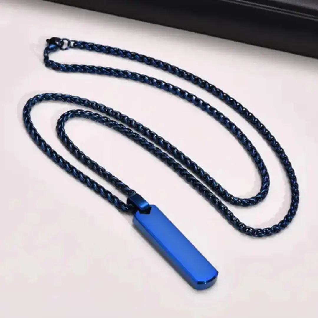 Collar Minimalist Flat Rectangle, Acero Inoxidable, Hombre 9