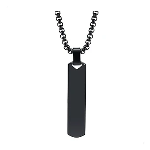 Collar Minimalist Flat Rectangle, Acero Inoxidable, Hombre
